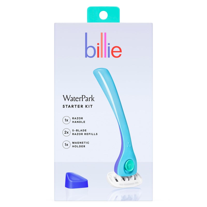 Billie Womenâ€™s Razor Kit, 1 Handle, 2 x 5 Blade Refills + Magnetic Holder, Water Park