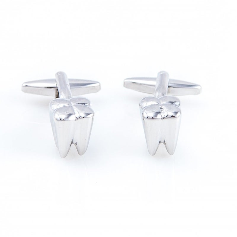 MRCUFF Dentist Tooth Teeth Dental Cufflinks Pair in Presentation Gift Box & Polishing Cloth - Image 1