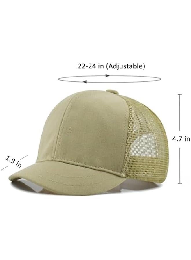 Short Brim Mesh-Back Baseball Cap Adjustable Washed Breathable Cotton Unconstructed Plain Dad Hat for Men Women - Image 3