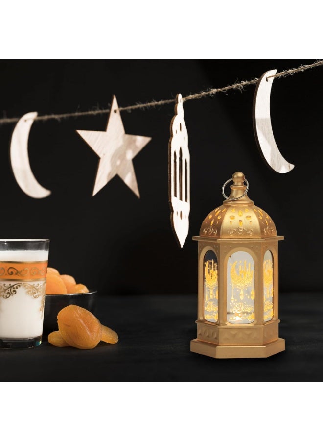 موثوقية التنبؤ 6 قطع رمضان مصابيح ديكور 5.2 "ارتفاع حجم معلق مصباح عيد مبارك مصابيح شمعة بلا شعلة رمضان عيد الفطر هدية مصباح ديكور سطح الطاولة المنزلية، الذهبية - Image 5