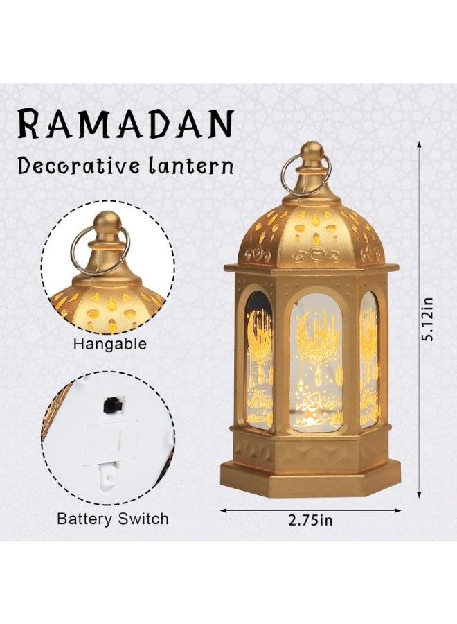 موثوقية التنبؤ 6 قطع رمضان مصابيح ديكور 5.2 "ارتفاع حجم معلق مصباح عيد مبارك مصابيح شمعة بلا شعلة رمضان عيد الفطر هدية مصباح ديكور سطح الطاولة المنزلية، الذهبية - Image 2