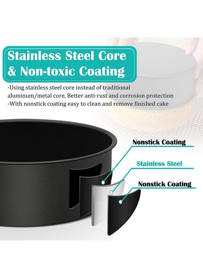 E-far - 6 X 3 Inch Cake Pan Set Of 3 Nonstick Stainless Steel Small Round Cake Pans Tin For Baking Birthday Wedding Layer Cakes Stainless Steel Core & Nontoxic Coating Deep & Straight Side - Image 1