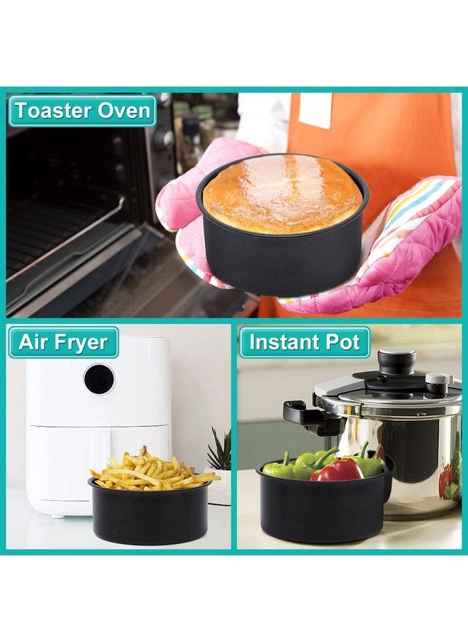 E-far - 6 X 3 Inch Cake Pan Set Of 3 Nonstick Stainless Steel Small Round Cake Pans Tin For Baking Birthday Wedding Layer Cakes Stainless Steel Core & Nontoxic Coating Deep & Straight Side - Image 1