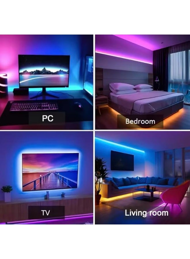 إضاءة خلفية LED للتلفزيون بطول 4.5 متر، شريط إضاءة LED مع تحكم عبر تطبيق بلوتوث لأجهزة التلفزيون من 65 إلى 75 بوصة، 16 مليون لون، تغيير الألوان متزامن مع الموسيقى، يعمل بمحول USB - Image 3