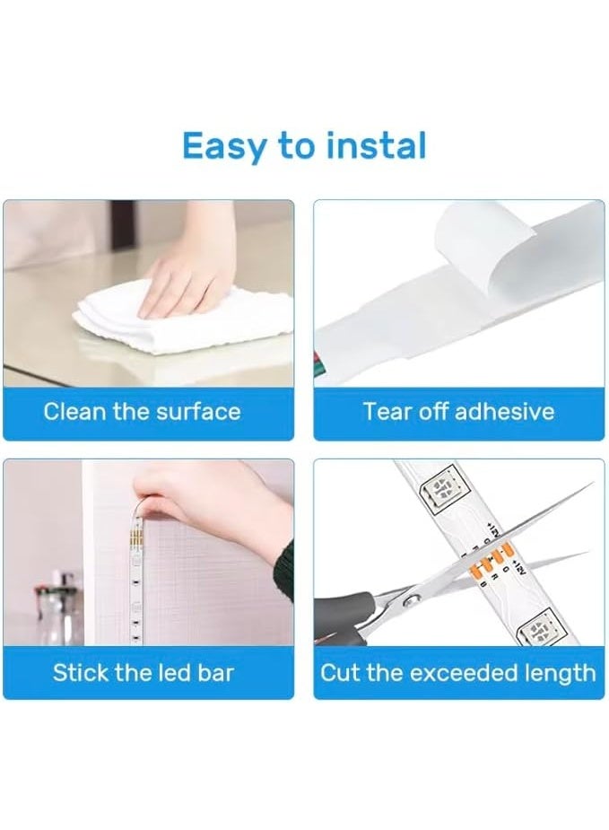 إضاءة خلفية LED للتلفزيون بطول 4.5 متر، شريط إضاءة LED مع تحكم عبر تطبيق بلوتوث لأجهزة التلفزيون من 65 إلى 75 بوصة، 16 مليون لون، تغيير الألوان متزامن مع الموسيقى، يعمل بمحول USB - Image 2