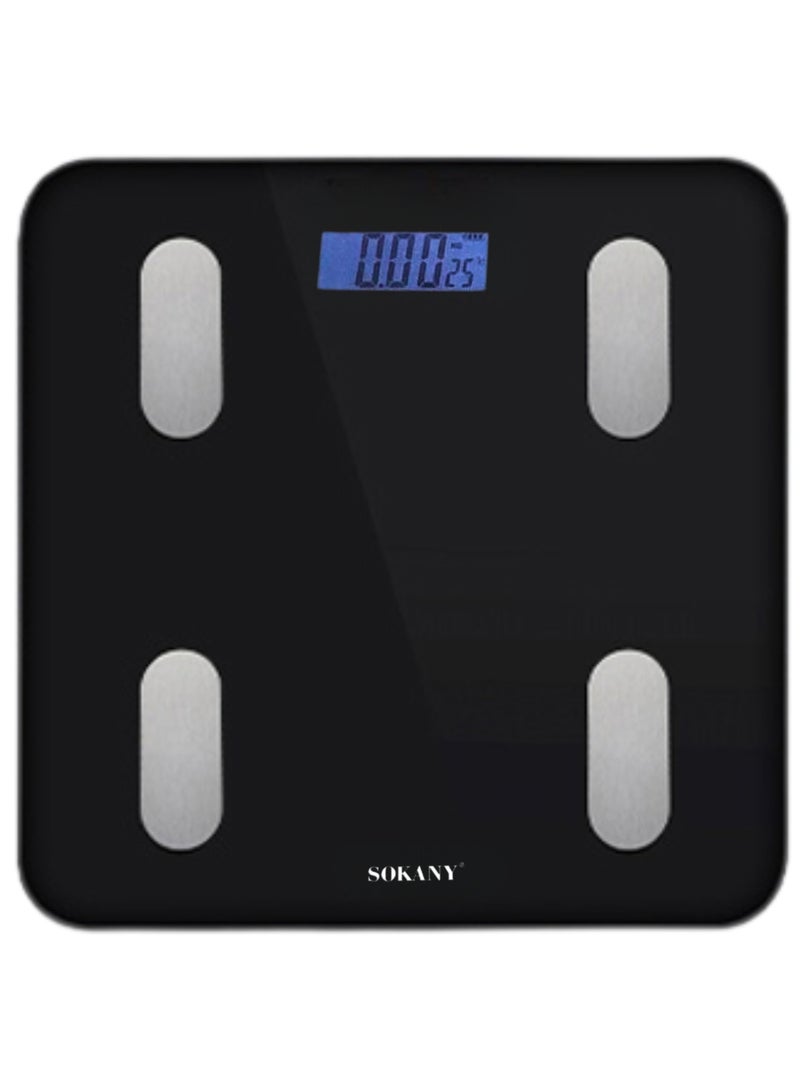 sokany Smart Body Scale - Bluetooth Smart Electronic Fat Scale, Wireless Digital Bathroom Scale, Multifunctional Home Scale with Bluetooth and High Precision Sensors, BMI Display, Water Intake Analyze, Weight/Body Fat/BMI,Healthy Body Composition Analysis, 1bs/kg.  - Image 1