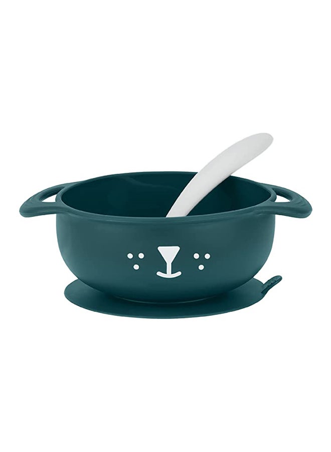babymoov 2-Piece Silicone Bowl And Spoon Weaning Set In Blue, Soft Silicone Material, Non-Slip Base, Ergonomic Spoon Design, Microwave And Dishwasher Safe, Lightweight And Portable