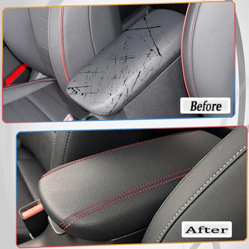 MUXEE Armrest Box Center Console Cover for Kia Forte cerato 2019 2020 2021 2022 2023 2024, Microfiber Leather -Red Stitches - Image 4