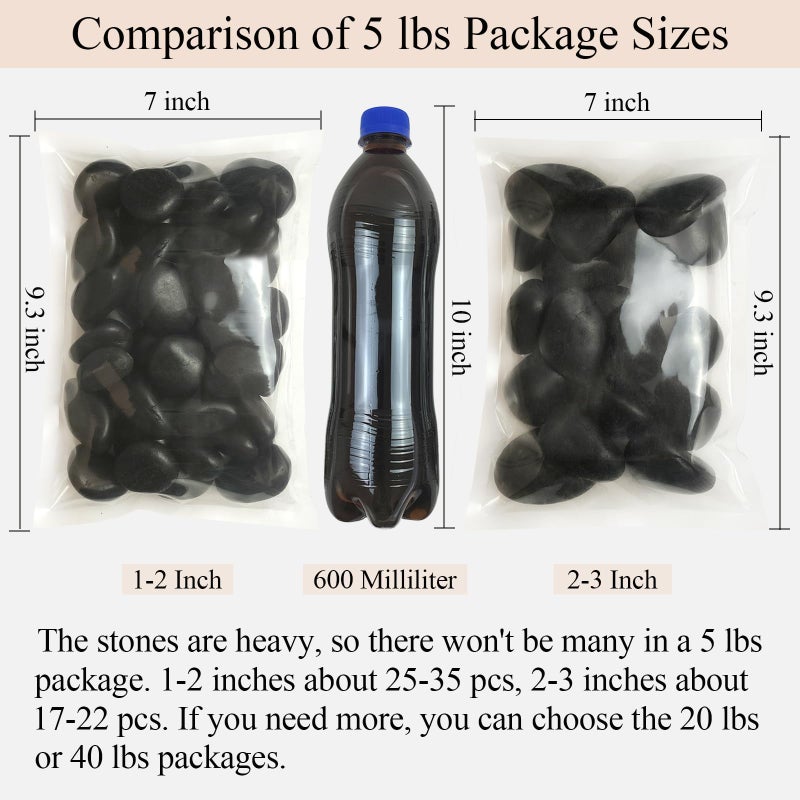 FANTIAN 5 Pounds Black Natural Decorative River Pebbles â€“ 2-3 Inch Black Polished Decorative Pebbles for Garden Landscaping, Home DÃ©cor, Outdoor Paving River Rocks, Rocks for Painting - Image 2