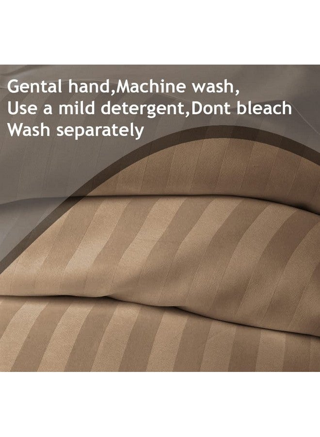 BSB HOME® 220 TC Premium Glace Cotton Solid Striped Pillow Covers | Ultrasoft Breathable Envelope Closure| Pack of 2 Pillow Covers King Size (Beige, 20 x 30 Inches) - Image 4