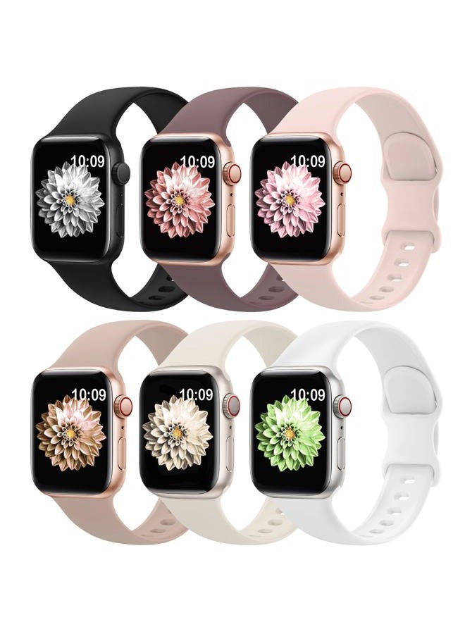 AMSKY 6 Pack Sport Bands Compatible with Apple Watch Band 38mm 40mm 41mm 42mm 44mm 45mm 49mm,Soft Silicone Waterproof Strap Compatible with iWatch Apple Watch Series Ultra 8 7 6 5 4 3 2 1 SE Women Men - Image 1