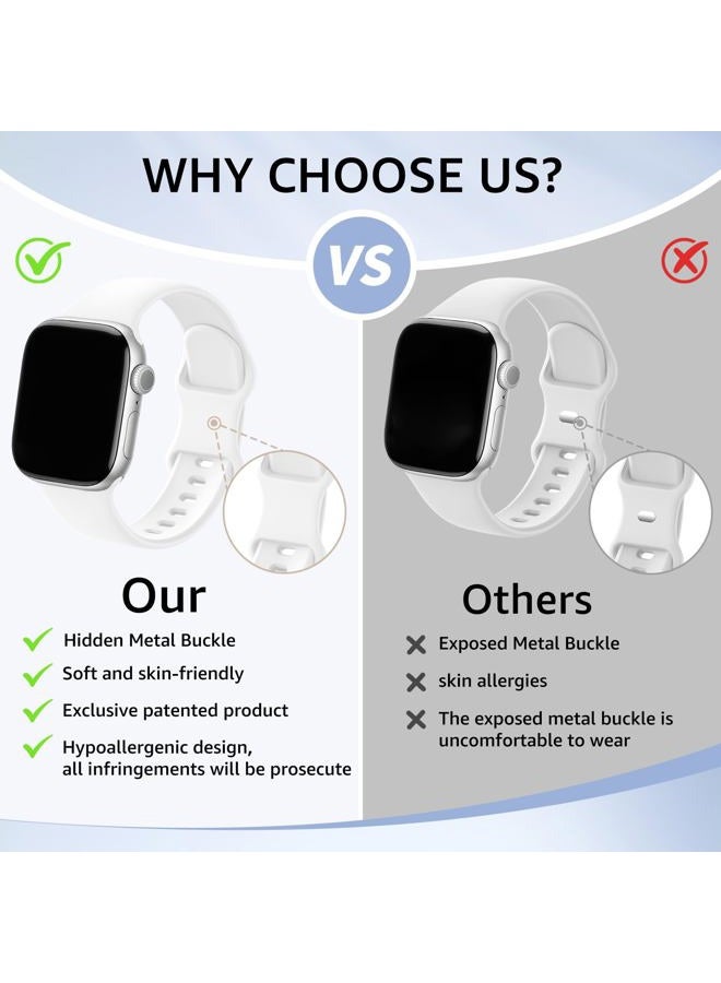 AMSKY 6 Pack Sport Bands Compatible with Apple Watch Band 38mm 40mm 41mm 42mm 44mm 45mm 49mm,Soft Silicone Waterproof Strap Compatible with iWatch Apple Watch Series Ultra 8 7 6 5 4 3 2 1 SE Women Men - Image 4