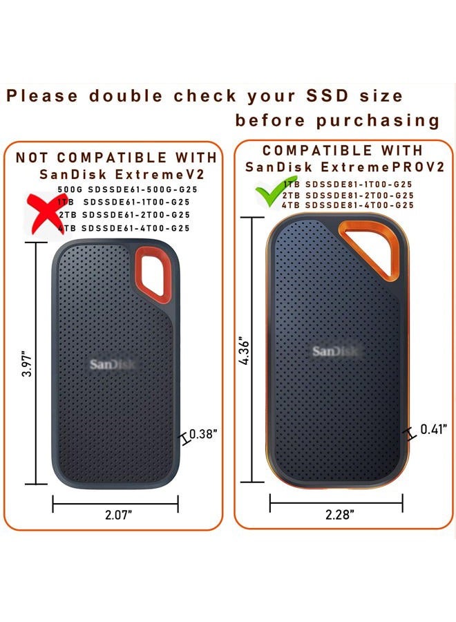 LEFXMOPHY Case Replacement for SanDisk Extreme PRO Portable External SSD V2 SSD 2000MB/s SSDE81 Silicone Portective Cover, Orange Glow in Dark (Not fit SDSSDE61) - Image 4