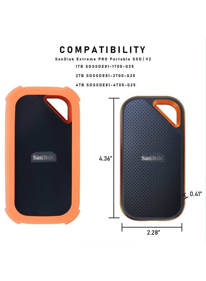 LEFXMOPHY Case Replacement for SanDisk Extreme PRO Portable External SSD V2 SSD 2000MB/s SSDE81 Silicone Portective Cover, Orange Glow in Dark (Not fit SDSSDE61) - Image 2