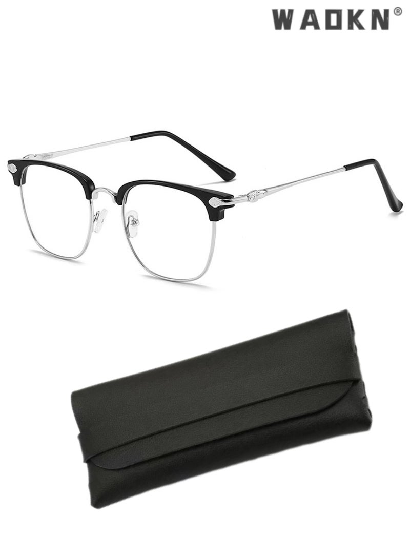 دبليو أيه أو كي أن بلو راي نظارات واقية بلو راي مرشحات الكمبيوتر قراءة ألعاب التلفزيون الهاتف المحمول نظارات أزياء برولين إجهاد العين والصداع للرجال والنساء أسود فضي 52 ملم - Image 1
