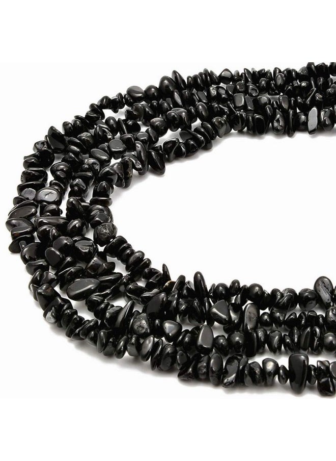 PLTbeads - 5 8Mm Natral Healing Gemstone Waist Bracelets Necklace Kit Irregular Stone Diy Crafts Design Jewelry Making 1 Strand Per Bag Approxi 34 Inch (Black Tourmaline Chips) - Image 1