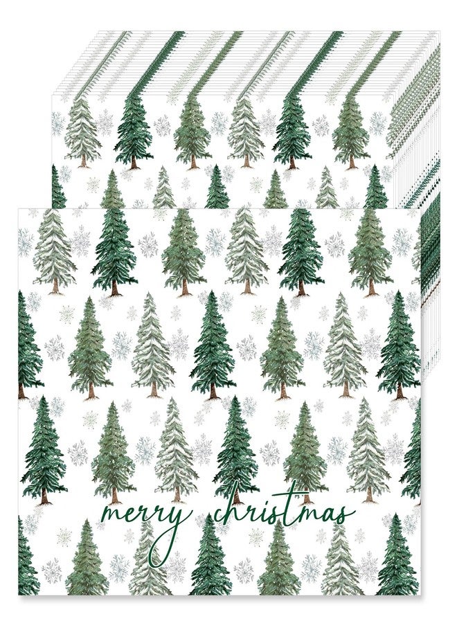 KOPOOEOE 100 Pcs Christmas Paper Placemats, 11x16 Inch Xmas Pine Trees Snowflake Table Mats Winter Disposable Dinner Mats for Holiday Birthday Christmas Party Table Decor - Image 1