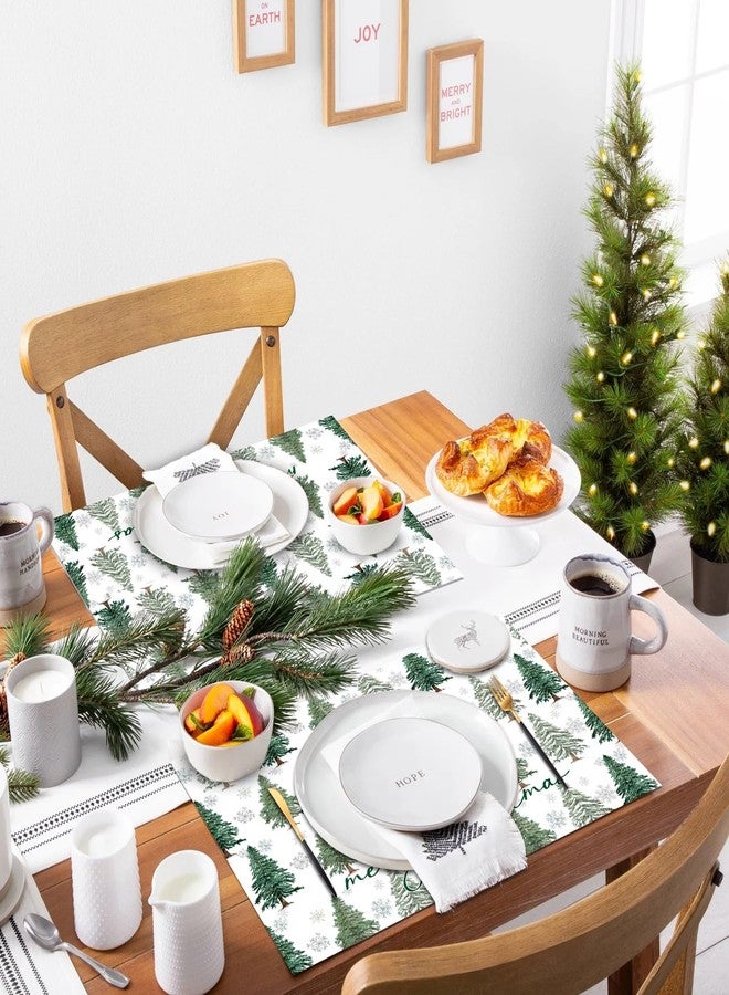 KOPOOEOE 100 Pcs Christmas Paper Placemats, 11x16 Inch Xmas Pine Trees Snowflake Table Mats Winter Disposable Dinner Mats for Holiday Birthday Christmas Party Table Decor - Image 5
