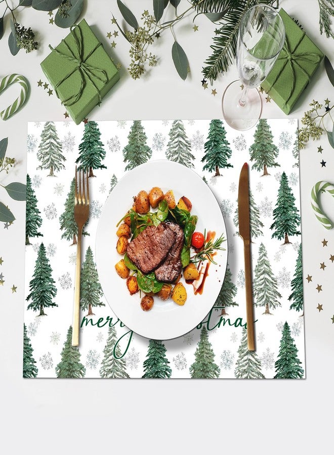 KOPOOEOE 100 Pcs Christmas Paper Placemats, 11x16 Inch Xmas Pine Trees Snowflake Table Mats Winter Disposable Dinner Mats for Holiday Birthday Christmas Party Table Decor - Image 4