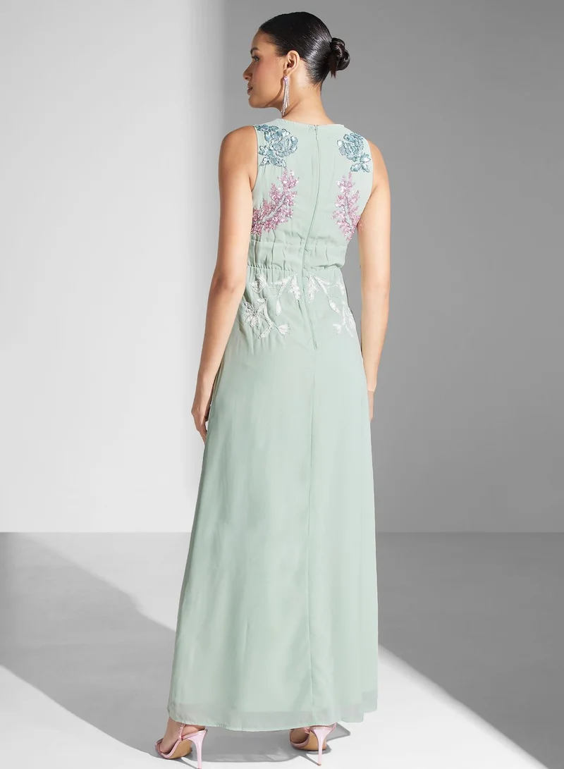 Maya Floral Appliqued Dress