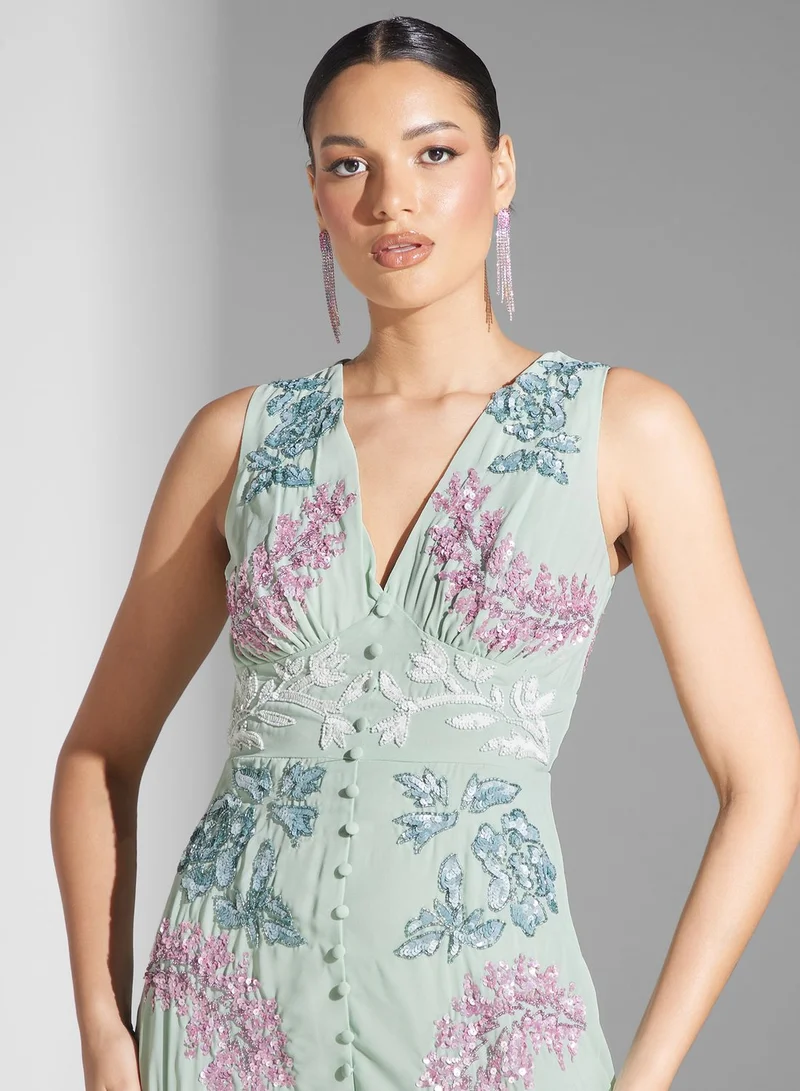 Maya Floral Appliqued Dress