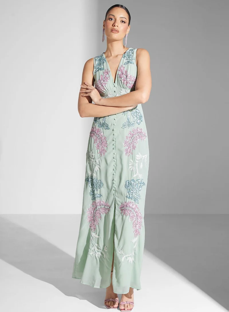 Maya Floral Appliqued Dress