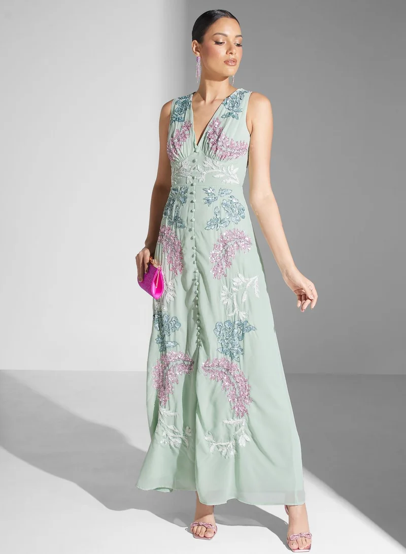 Maya Floral Appliqued Dress