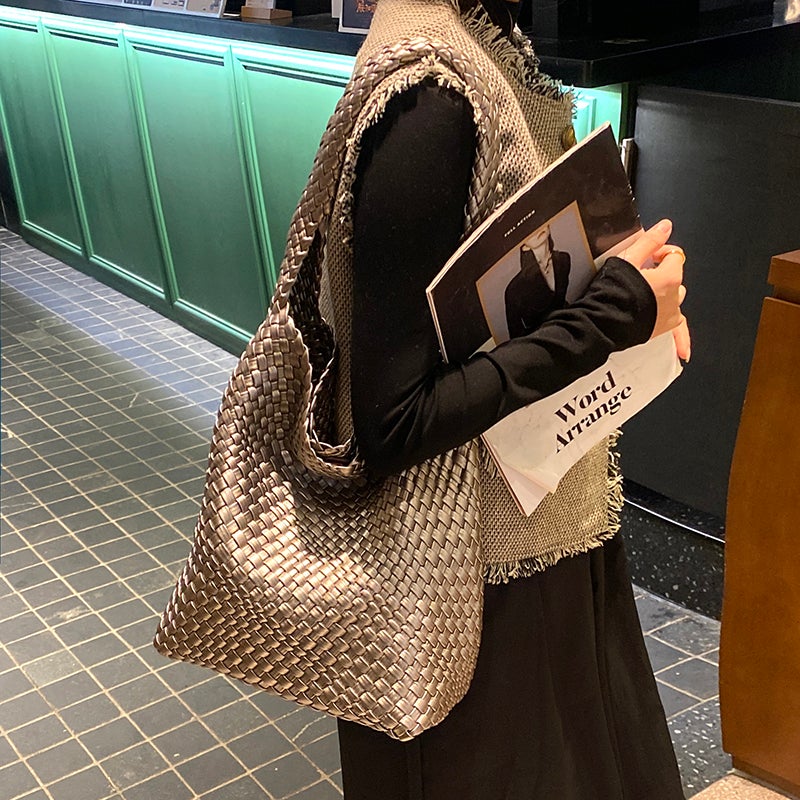 Underarm 2025 Fashion Handmade Woven Bag Mother Bag New Women'S Large Capacity Tote Bag Shoulder All-Match Bag For Women - Image 3