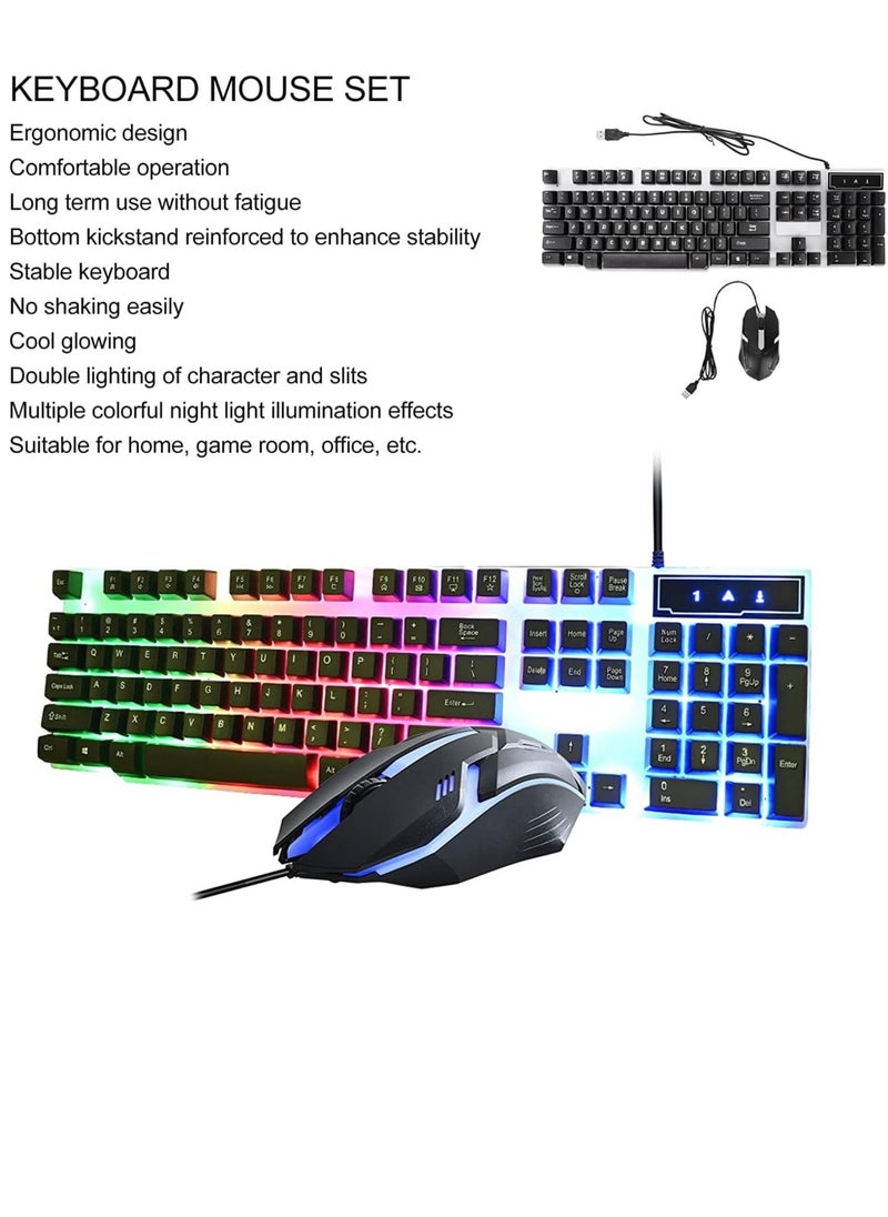 Denx Key Gaming Keyboard Mouse Combo, Colorful Backlight Ergonomic Stable Kickstand Designed, For Laptop Home Office Gaming  - Image 3