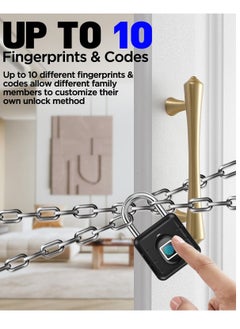 Generic Fingerprint Padlock Waterproof, Smart Padlock, Fingerprint Lock, Keyless Biometric Lock IP67 Outdoor/Indoor Lock Suitable for Luggage, Suitcase, Bike, Gym Locker Lock  - Image 2