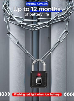 Generic Fingerprint Padlock Waterproof, Smart Padlock, Fingerprint Lock, Keyless Biometric Lock IP67 Outdoor/Indoor Lock Suitable for Luggage, Suitcase, Bike, Gym Locker Lock  - Image 5