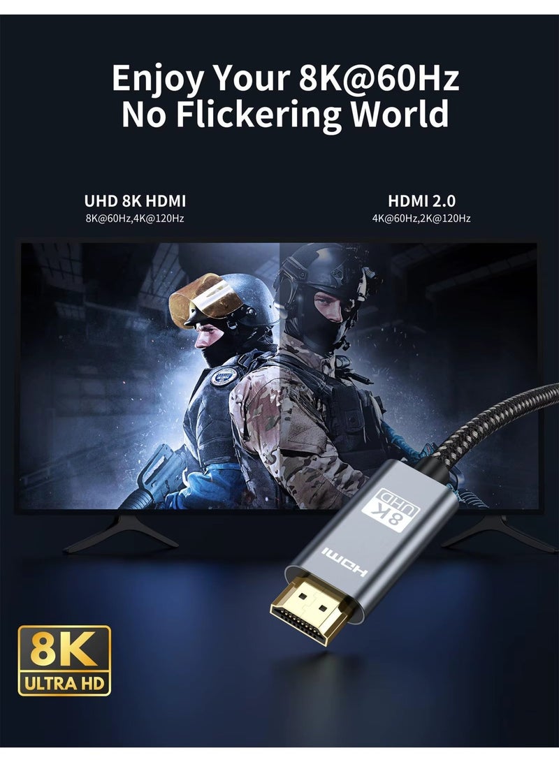 BLUGGENN HDMI 2.1 Cable 8K – Supports 8K at 60Hz, 4K at 120Hz, 2K at 240Hz, and 1080p at 240Hz, 48Gbps band width, 3D, HDR, HDCP, and Dolby – Ultra High-Speed HDMI Cable for Laptops, PCs, Monitors, Projectors, TVs , PS4, PS5, Xbox, Switch, and HD TV devices - Image 2