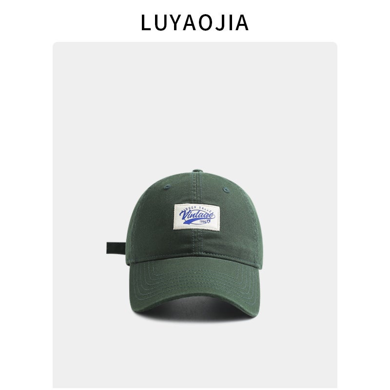 Japanese fashion brand cloth label letter baseball cap female Korean style versatile face-looking small spring and summer couple casual peaked cap maleEnglish patch 1996 baseball cap-dark green English patch 1996 baseball cap-dark green
