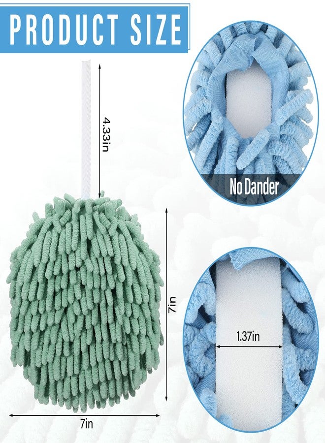 Macarrie 12 Packs Fluffy Towel Chenille Hand Towel Absorbent Fast Drying Hand Drying Puff with Loop for Bathroom Kitchen Decor, 6 Colors - Image 2
