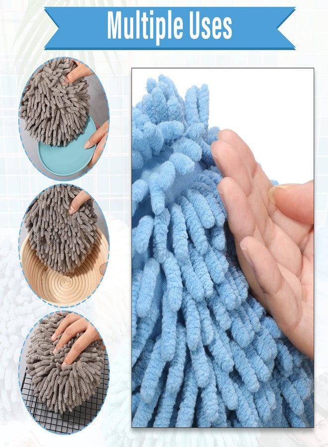 Macarrie 12 Packs Fluffy Towel Chenille Hand Towel Absorbent Fast Drying Hand Drying Puff with Loop for Bathroom Kitchen Decor, 6 Colors - Image 4