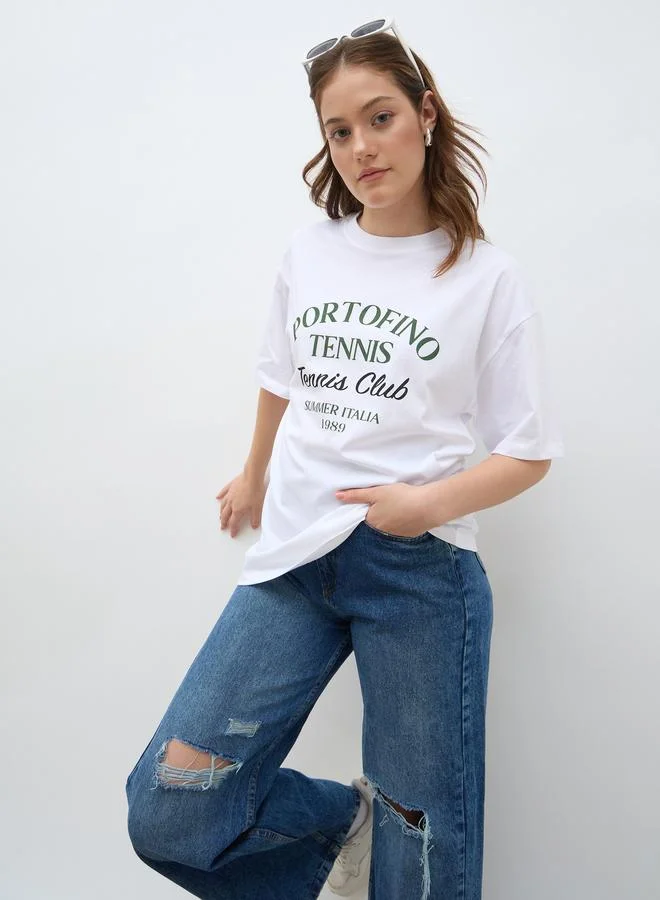 Styli Styli Slogan Print Oversized T-Shirt