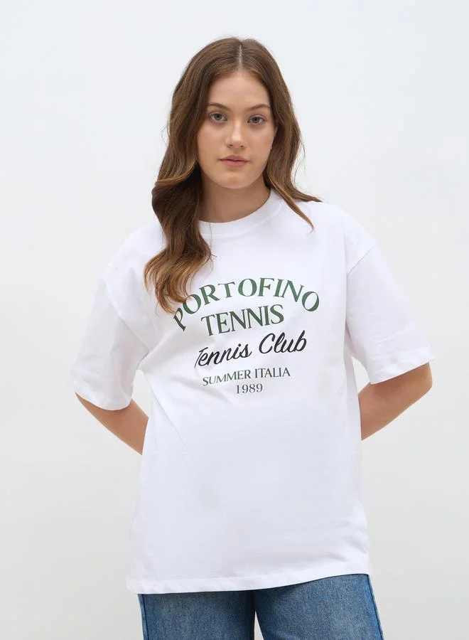 Slogan Print Oversized T-Shirt