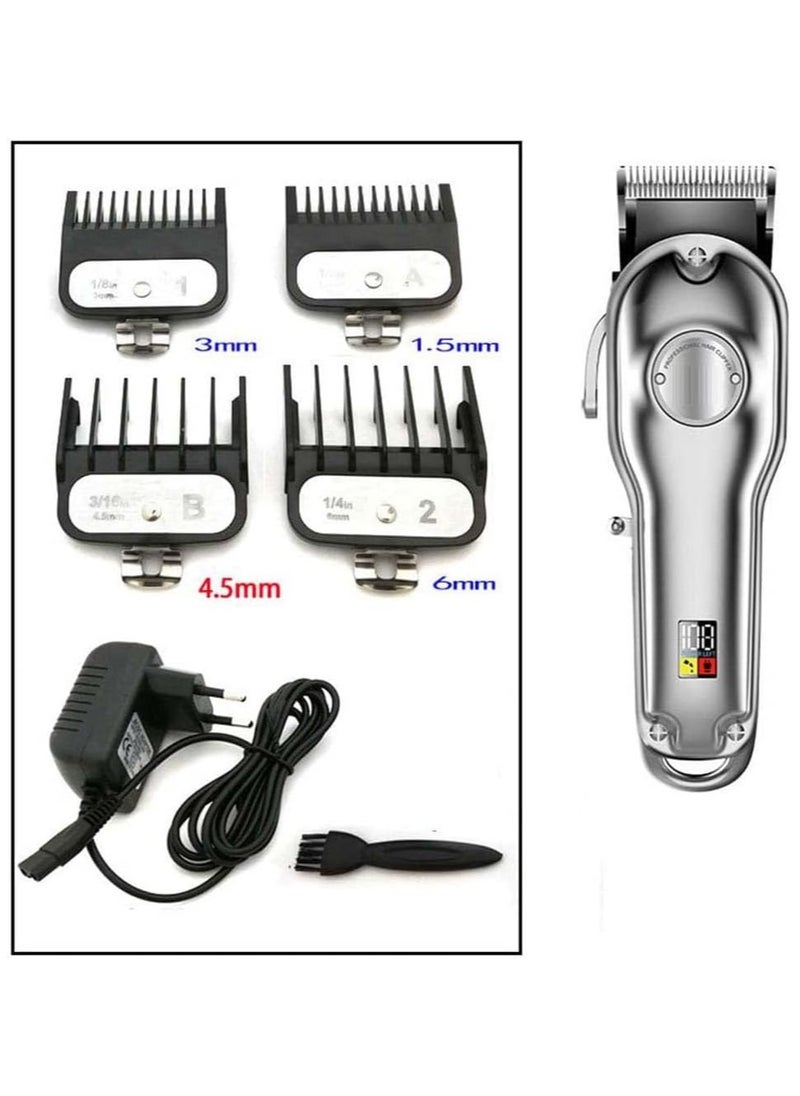 Professional Hair Clipper for Men – Cordless Rechargeable Grooming Kit with Trimmer, Beard Trimmer, and 6 Guide Combs