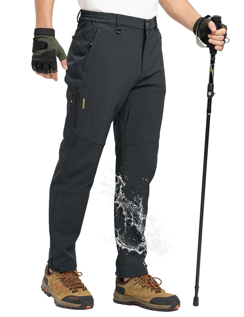 TBMPOY Men's Snow Pants Waterproof Winter Fleece Lined Hiking Ski Softshell Warm Cold Weather Gear Camping Essentials Dark Gray 30 - Image 1
