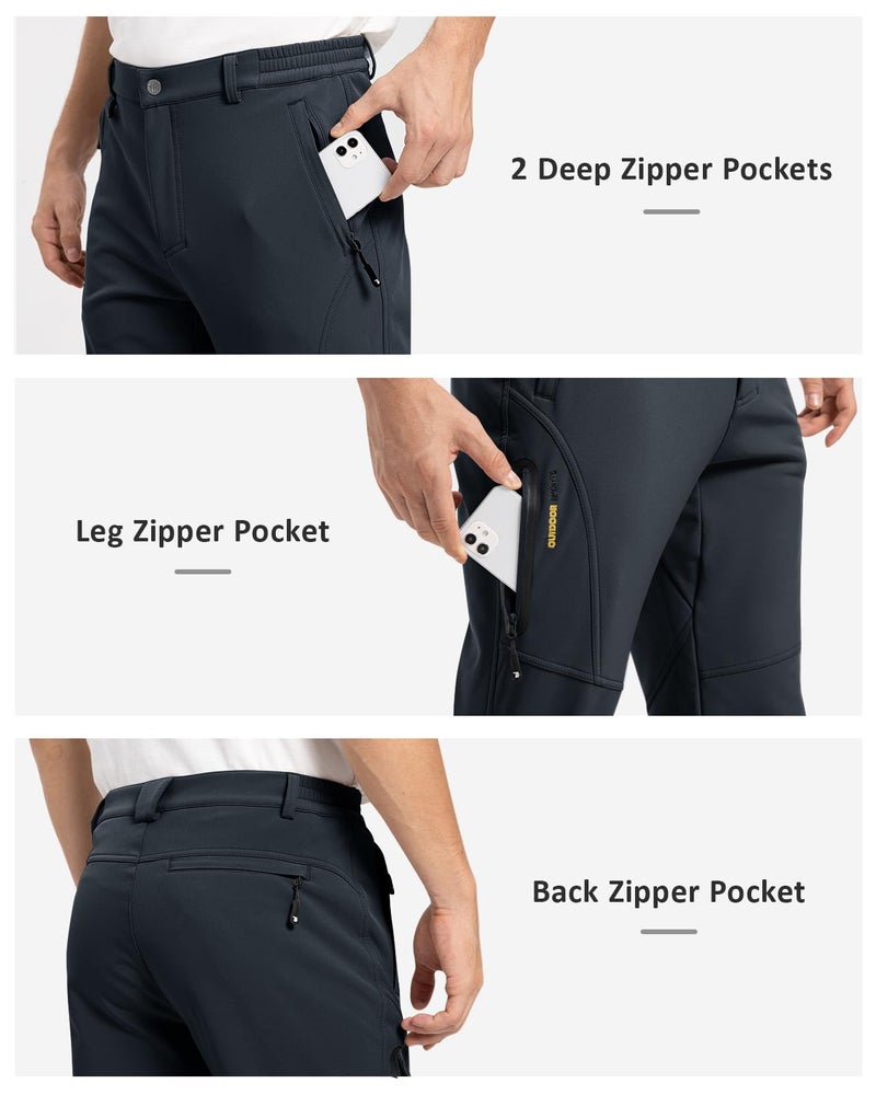 TBMPOY Men's Snow Pants Waterproof Winter Fleece Lined Hiking Ski Softshell Warm Cold Weather Gear Camping Essentials Dark Gray 30 - Image 5