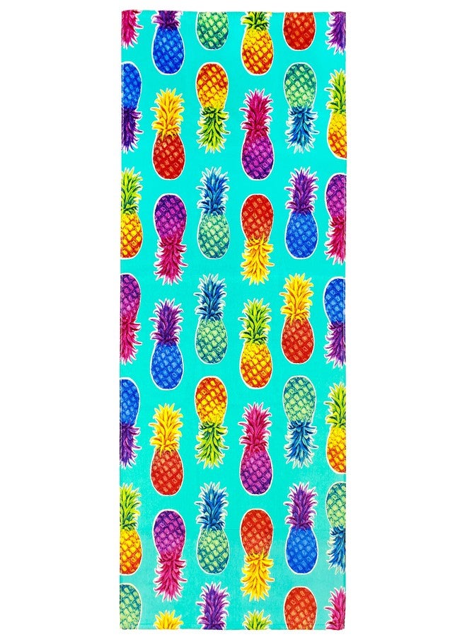 Softerry Colorful Pineapples Beach Towel 30 x 60 inches 100% Cotton (1 Towel - 30" x 60", Aqua) - Image 2