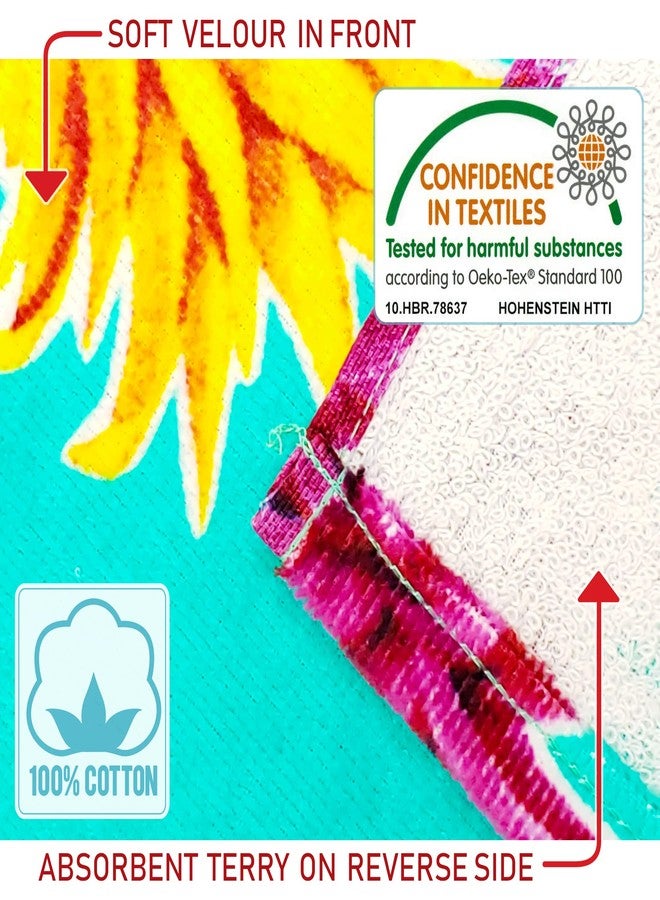 Softerry Colorful Pineapples Beach Towel 30 x 60 inches 100% Cotton (1 Towel - 30" x 60", Aqua) - Image 3