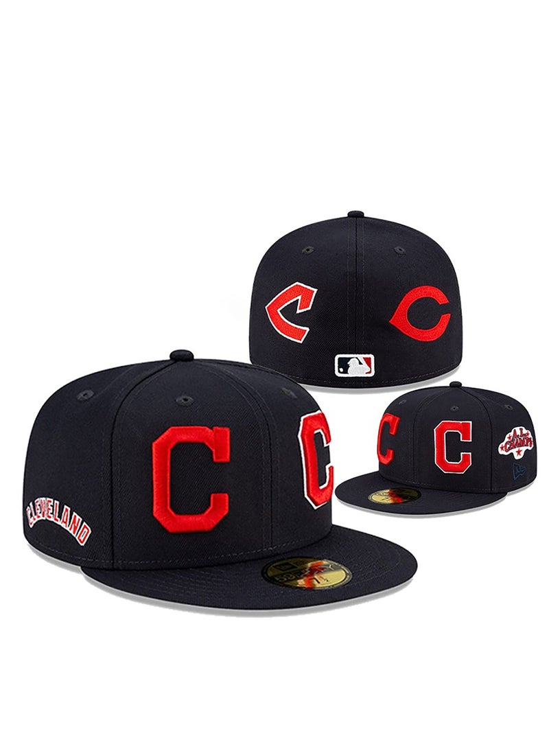 NEW ERA Cleveland Team Fitted Hat - AA Grade, Black with Red Emblems-56.8cm 
