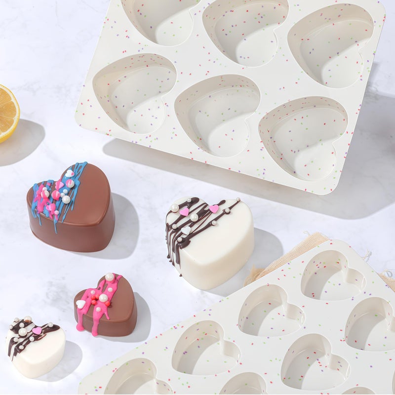 AOTASO 2 Inch Small Heart Shaped Silicone Molds for Chocolate, Candy, Cake, Soap (Set of 2, Cream) - Image 5