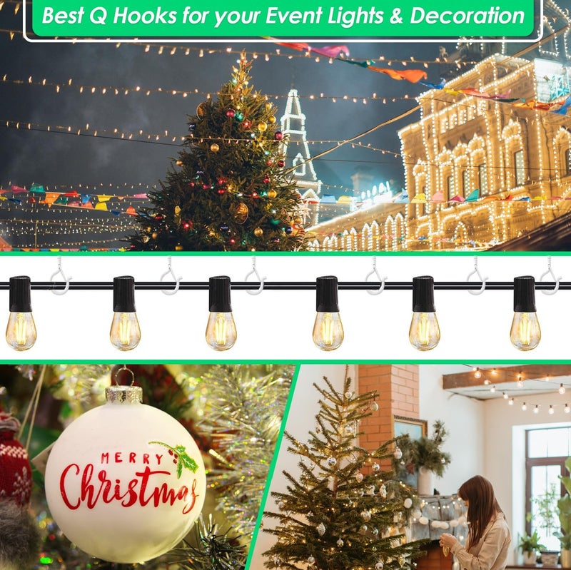 Etoolia 12 Pcs Q Hanger Hooks with Safety Buckle, for Hanging Plants, Screw Hooks for Hanging Outdoor String Lights, Wind Chimes, Patio Lights & Party Decors, 2.2 Inches, White - Image 5