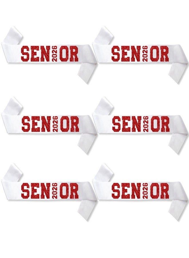 Partyprops 6Pcs White Senior 2026 Satin Sashes with Red Glitter Letters Senior 2026 Decorations - 2026 Graduation Celebrations Sashes - Senior Cheer Sash - Cheerleader Sash - Class Competition Sashes - Image 2