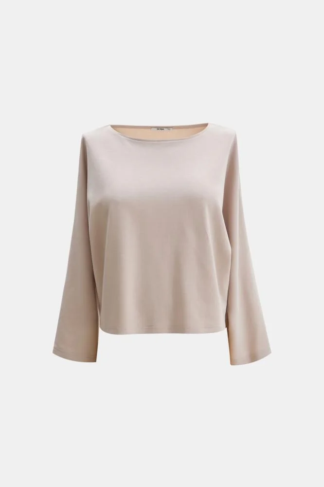 Tenda Loose-Fitting Blouse with a Round Neck Beige