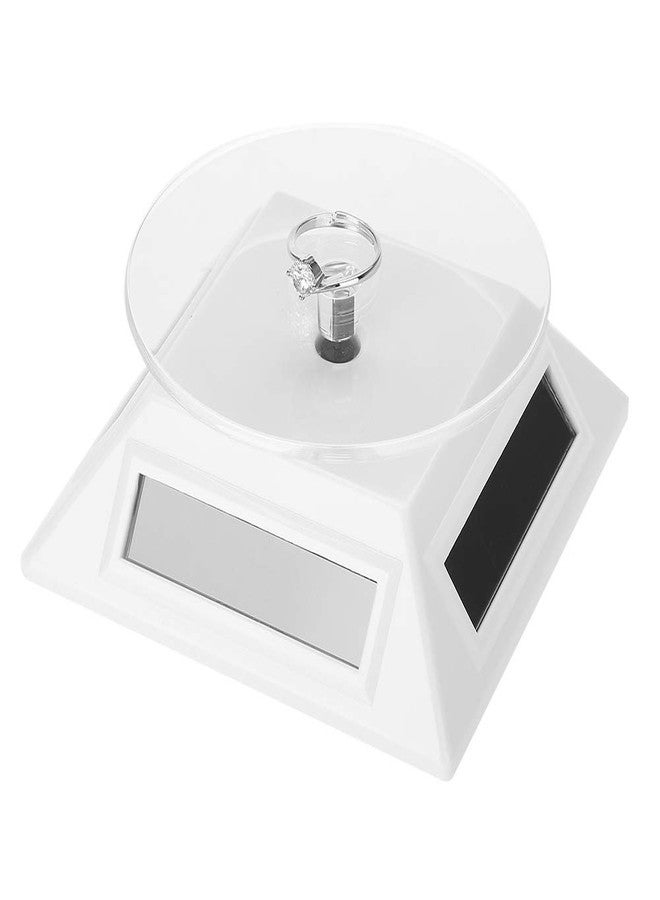 Salmue Solar Display Stand, Solar Showcase 360 Degrees Turntable Rotating Watch Phone Jewelry Organizer Display Stand Mount Holder (White) - Image 1