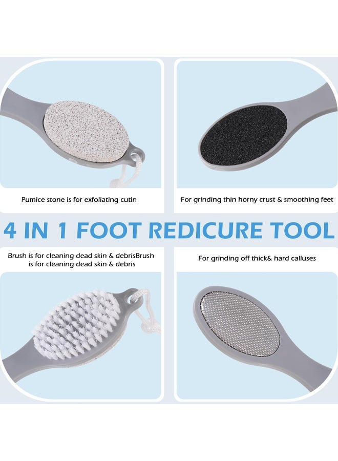 2 PCS 4 In 1 Foot Brush For Use In Shower With Pumice Stone, Foot Rasp And Sandpaper, Foot Scrubber Brush For Feet, Dead Skin Remover For Foot Care - Image 3