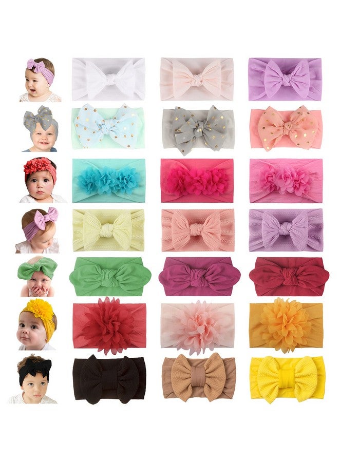 WZT 21Pcs Baby Nylon Headbands 7 Styles Hairbands Hair Bow Elastics For Girl Headbands With Bows Newborns Infant Toddlers - Image 1